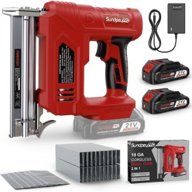 SundpeyPRO Clavadora a Batería 21V - 2 en 1 Clavadora Electrica de Clavos con 2 x 2.0Ah Baterías, 180 Clavos/min, Grapadora