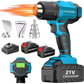 Caossuixin Pistola de calor inalámbrica con 2 baterías de 21 V, pistola de calor recargable para Makita con 3 boquillas, máximo