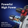 TEENO Sierra circular láser sin cable 4000 RPM con freno eléctrico, 2x2.0 AH baterías, 2X165mm cuchillas, profundidad de corte y