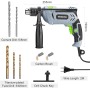 WORKPRO 850W Taladro Percutor, Taladro Eléctrico con Cable, Taladro de Impacto con Mango Giratorio de 360°, 3000 RPM, Botón de