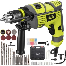 Taladro de martillo, taladro de impacto eléctrico con cable de 710 W, portabrocas de metal de 13 mm, 0-3300 RPM, potente taladro