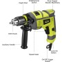 Taladro de martillo, taladro de impacto eléctrico con cable de 710 W, portabrocas de metal de 13 mm, 0-3300 RPM, potente taladro
