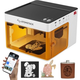 Atomstack P1 Mini Grabadora Laser, 5W Cortadora Laser de Diodo Escritorio Portátil Grabado con Motor Dual CoreXY, App Atomstack