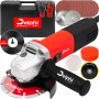 Delphi Tools - Amoladora angular (1500 W, 125 mm, regulación de velocidad, maletín, discos de corte y accesorios, arranque