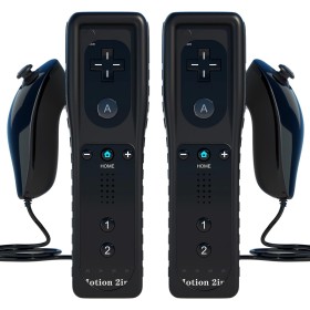 TechKen Mando y Nunchuck para Wii - 2 Mando a distancia inalámbrico para Wii y Wii U [2 Negro]