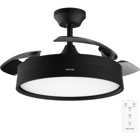 Cecotec Ventilador de Techo con Luz y Aspas Retráctiles EnergySilence Aero 4200 Invisible Black. 30W, Motor DC, Diámetro 42",
