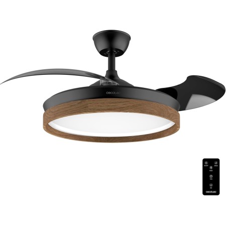 Cecotec Ventilador de Techo con Luz y Aspas Retráctiles EnergySilence Aero 4200 Invisible Black. 30W, Motor DC, Diámetro 42",
