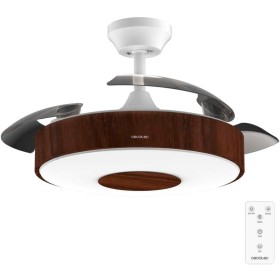 Cecotec Ventilador de Techo con Luz y Aspas Retráctiles EnergySilence Aero 4200 Invisible DarkWood. 30W, Motor DC, Diámetro 42",