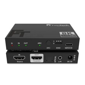 FeinTech AX210 Extractor de Audio HDMI 2.1 4K 120Hz 8K VRR ALLM, HDMI a Audio (Óptico Toslink 5.1 + AUX Estéreo), Soporte CEC y