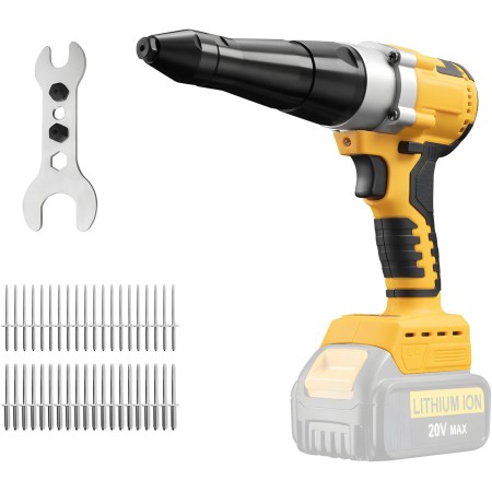 Pistola remachadora inalámbrica compatible con Dewalt de 18 V (sin batería), pistolas de tuerca de remache automáticas