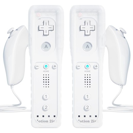 TechKen Mando y Nunchuck para Wii - 2 Mando a distancia inalámbrico para Wii y Wii U [2 rojo]
