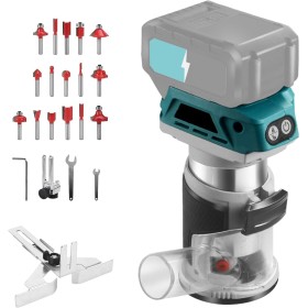 Fresadora Inalámbrica para Batería Makita de 18V, Herramienta Fresadora de Madera Inalámbrica de 6 Velocidades 800W 30000 RPM,