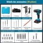 Taladro a Bateria 21V, Destornillador eléctrico con 32 Nm, 25+3 ajustes de par de apriete,Taladro Atornillador Bateria, LED Luz,