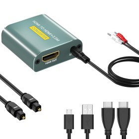 HDMI Audio Extractor 4K,Adaptador Audio HDMI 3.5 mm Estéreo+Salida de Audio L/R,HDMi Splitter Admite 3D,1080P,Dolby