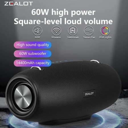 Altavoz inalámbrico Zealot S67 con correa para el hombro, al aire libr