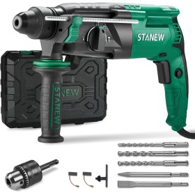 Taladro Percutor con cable SDS Plus 950W STANEW, Martillo perforador con 0-1150RPM/5100BPM con 4 funciones y embrague de