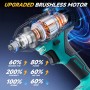 Llave de Impacto Inalámbrica, Brushless 1/2" 1000Nm Llave de Impacto Eléctrica con 7 Enchufes, Pistola de Impacto Bateria de par