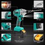 Llave de Impacto Inalámbrica, Brushless 1/2" 1000Nm Llave de Impacto Eléctrica con 7 Enchufes, Pistola de Impacto Bateria de par