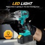 Llave de Impacto Inalámbrica, Brushless 1/2" 1000Nm Llave de Impacto Eléctrica con 7 Enchufes, Pistola de Impacto Bateria de par