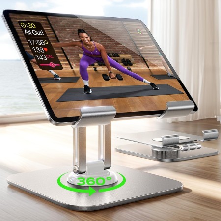LISEN Soporte Tablet para iPad Mesa Metal Atril Tab Stand, Accesorios Escritorio para Ebook Kindle/Tablet Samsung Xiaomi Pad