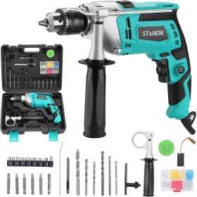 STANEW Taladro de Impacto con cable, 850 W,Mango Giratorio de 360 °, Boquilla de Perforación, Tamaño 0-13 mm, Para Cemento,