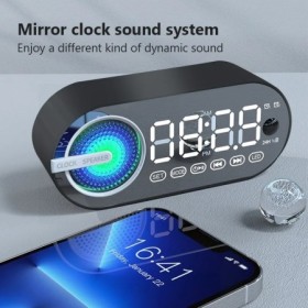  Reloj despertador con Radio y carga USB, altavoz portátil RGB con Blu