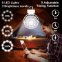 ELZO USB Fan, 12000mAh Silent Mini Portable Personal Rechargeable Table Fan with 3 Speeds/LED Light, 360° Rotation, Power Bank,