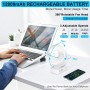 ELZO USB Fan, 12000mAh Silent Mini Portable Personal Rechargeable Table Fan with 3 Speeds/LED Light, 360° Rotation, Power Bank,