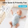 ELZO USB Fan, 12000mAh Silent Mini Portable Personal Rechargeable Table Fan with 3 Speeds/LED Light, 360° Rotation, Power Bank,