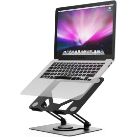 GRIFEMA GB1050 Soporte Portátiles Mesa Plegable Ventilado con Base Giratoria, Elevador Portatil Altura Ajustable, Compatible con