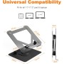 GRIFEMA GB1050 Soporte Portátiles Mesa Plegable Ventilado con Base Giratoria, Elevador Portatil Altura Ajustable, Compatible con