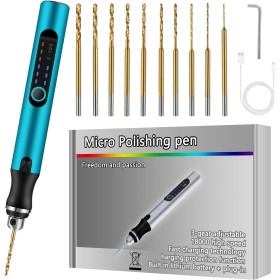 Mini Taladro Recargable, Bolígrafo de Grabado Eléctrico, Mini Taladro Eléctrico de 3 Velocidades, Con 10 Brocas Pequeñas, DIY