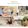EasyAcc Portable USB Quiet Fan, Mini Table Fans with 3 Speed, 360° Vertical Rotation, Small Powerful for Sleeping, Office, Sleep