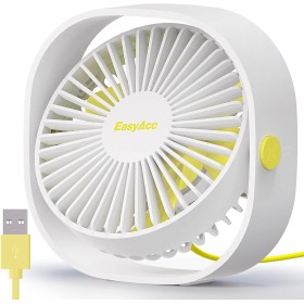 EasyAcc Portable USB Quiet Fan, Mini Table Fans with 3 Speed, 360° Vertical Rotation, Small Powerful for Sleeping, Office, Sleep