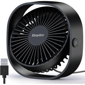 EasyAcc Portable USB Quiet Fan, Mini Table Fans with 3 Speed, 360° Vertical Rotation, Small Powerful for Sleeping, Office, Sleep