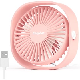 EasyAcc Portable USB Quiet Fan, Mini Table Fans with 3 Speed, 360° Vertical Rotation, Small Powerful for Sleeping, Office, Sleep