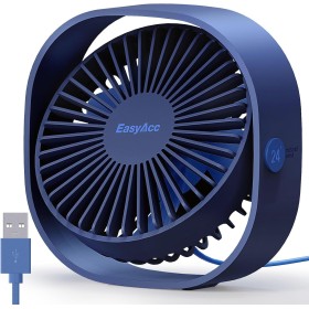 EasyAcc Portable USB Quiet Fan, Mini Table Fans with 3 Speed, 360° Vertical Rotation, Small Powerful for Sleeping, Office, Sleep