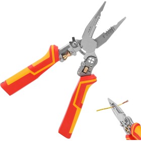DAOZUL Pelacables Electricista, Pelacables con Comprobador de Tensión, Alicates Pelacables, Pelado de Cables, 9 en 1 Pelacables