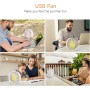 EasyAcc Portable USB Quiet Fan, Mini Table Fans with 3 Speed, 360° Vertical Rotation, Small Powerful for Sleeping, Office, Sleep