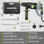 WORKPRO Taladro Percutor Eléctrico 1050W, Martillo Perforador, Percutor con Mango Giratorio 360°, con 4 Funciones y Velocidades