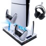 Wigearss PS5/PS5 Slim/PS5 Pro Soporte Vertical Ventiladores de Refrigeración y Estación de Carga de Dual Dontrolador, Soporte