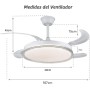 azorex Ceiling Fan with LED Light 40 W 107 cm Remote Control, 6 Speeds, Adjustable Lighting Timer (3000K-4200K-6500K) Reversible
