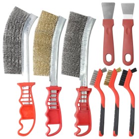 Juego de 8 cepillos de acero de metal, cepillo de alambre de acero inoxidable, cepillos de alambre con cerdas gruesas, cepillo