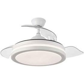 FABRILAMP - Retractable Ceiling Fan | Silent DC Motor | Integrated LED Light | 3 Light Shades | 6 Speeds | Remote Control |