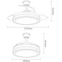 FABRILAMP - Retractable Ceiling Fan | Silent DC Motor | Integrated LED Light | 3 Light Shades | 6 Speeds | Remote Control |