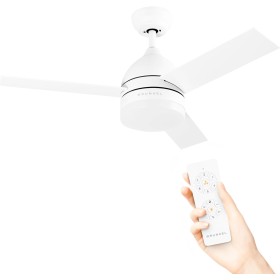 Grunkel - Ceiling fan with LED light and reversible installation blades white and wood - SKYECO-42 - Remote control. 6 speeds.