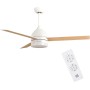Grunkel - Ceiling fan with LED light and reversible installation blades white and wood - SKYECO-42 - Remote control. 6 speeds.