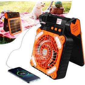 Kihhvlo Camping Fan with LED Flashlight and 4 Speeds, 90° Adjustment, USB and Type C, Ideal for Offices, Bedrooms and Camping