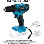 KATSU FIT-BAT 21 V Taladro atornillador inalámbrico con portabrocas sin llave de 10 mm, ideal para tareas de bricolaje en el