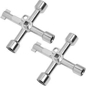 2 Piezas Llave Multifuncional de 4 Vías en Aleación de Zinc, Llave Multifuncional de 4 puntas, Llave Cruzada,Herramienta